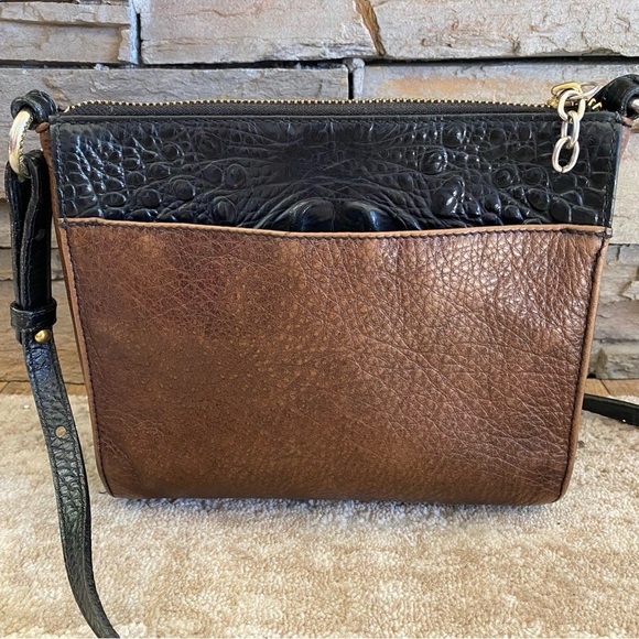 Brahmin Manhattan Croc Embossed Leather Crossbody Purse Handbag Small Brown - Picture 4 of 16